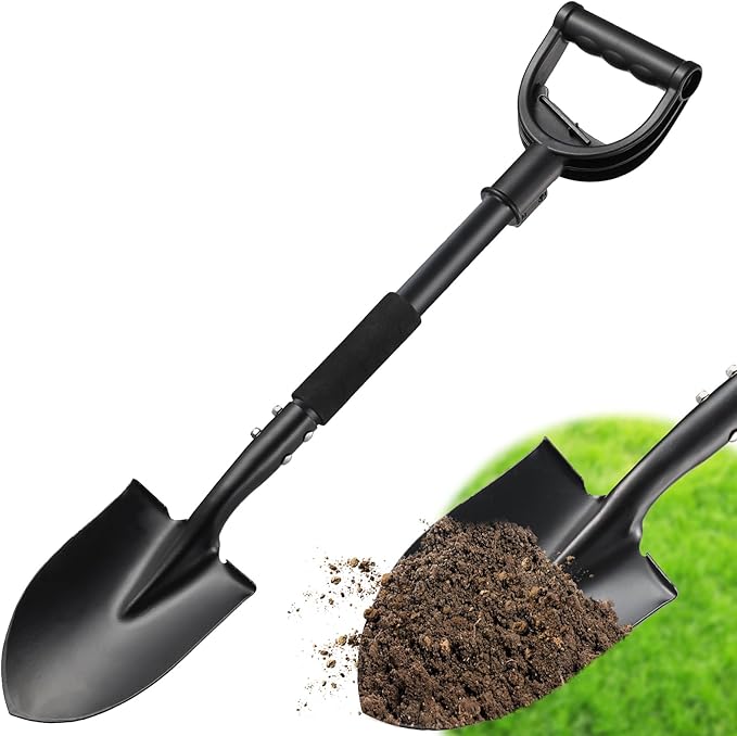 Shovel, Garden Shovels for Digging Gardening Heavy Duty, 31 inch Small Short Metal Shovel with D-Handle, Sharp Round Point Blade, Comfort Grip, Camping, Off Road, Soil, Kids Sand Beach Mini Spade Tool