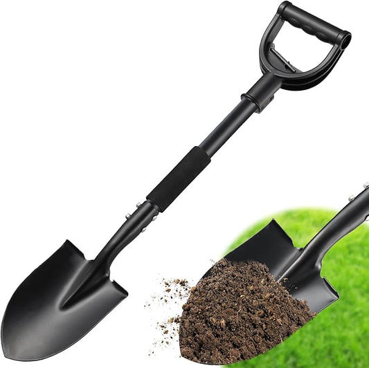 Shovel, Garden Shovels for Digging Gardening Heavy Duty, 31 inch Small Short Metal Shovel with D-Handle, Sharp Round Point Blade, Comfort Grip, Camping, Off Road, Soil, Kids Sand Beach Mini Spade Tool
