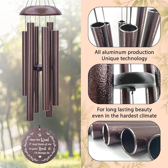 Personalized Wind Chimes, Wind Chimes for Loss of Loved Father/Mother/Lover, Commemorative Sympathy Bereavement Gifts for Condolences/Funeral, Product in USA
