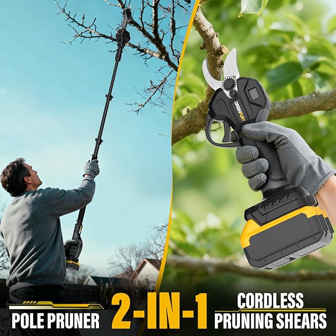 Electric Pruning Shears 2-IN-1, Compatible with Dewalt 20V Max Battery (Tool Only), 14FT Reach, 1.2" Cutting Diameter, Brushless Motor Tree Pruner for Gardening & Tree Trimming