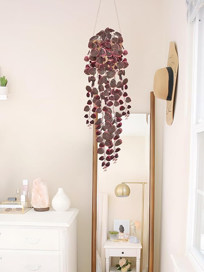 Briful 3 Pack Fake Hanging Plant 39.3" Artificial Hanging String of Hearts Plant Faux Trailing Vine with Heart-Shaped Leaves Lush Cascading Fake Plants for Home Wall Shelf Indoor Outdoor Decor, Pink