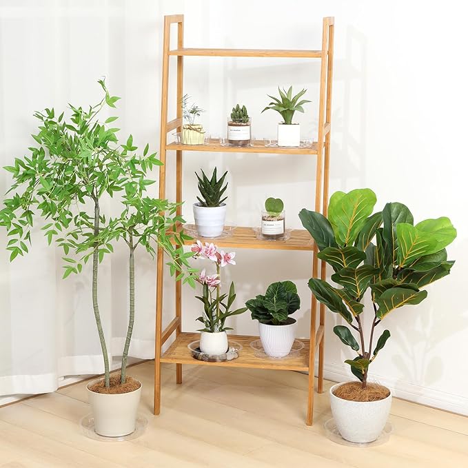 JERIA 40 Pack Clear Plant Saucers（6 Inch、8Inch、10 Inch、12 Inch）,Plastic Flower Pot Trays,Round Durable Plant Drip Trays for Indoor and Outdoor