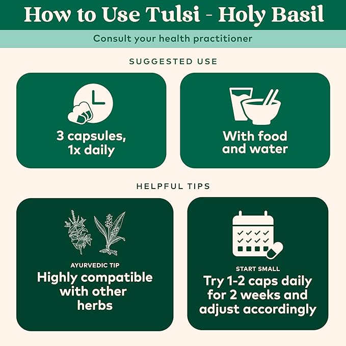 ORGANIC INDIA Tulsi Herbal Supplement - Holy Basil, Immune Support, Adaptogen, Supports Healthy Stress Response, Vegan, Gluten-Free, Kosher, USDA Certified Organic, Non-GMO - 180 Capsules
