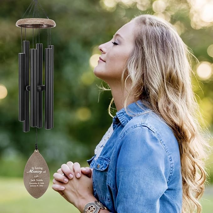 ASTARIN Personalized Name 35" Memorial Wind Chimes, Metal Sympathy Gifts for Loss of Mother Father Loved One, Bereavement Wind Chime in Memory Gift, Decor Outdoor Garden Patio