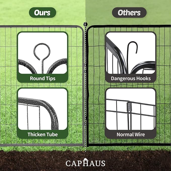 CAPHAUS Decorative Garden Fence, 24 Inch x 21 FT Heavy Duty Iron Fencing Landscape Patio Flower Bed Animal Barrier Border Edging Section, Panel Decor, Folding Wire Fence for Yard for Dog Outdoor