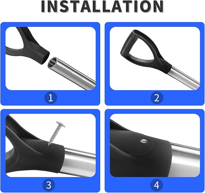 2 Pcs ID 1.26" Black Shovel D-Shaped Grip Handle,PVC Shovel D Straight Grip Handle,Plastic Spade Replacement Snow Removal Garden Accessorie Backyard Digging,7.28×4.53-in(H*T)
