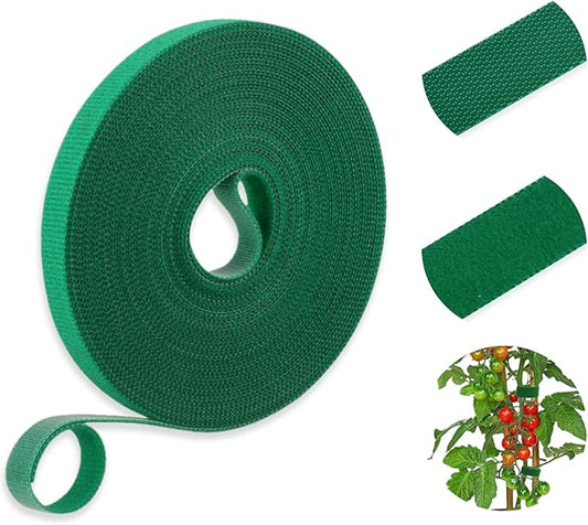 Plant Tape for Climbing Plants,Reusable Garden Tie Tape with Double-Sided Adhesive,Plant Twist Tie,Green Nylon for Outdoor Gardening,Tomato Plant Support,Cable Organization(65.6ft x0.47in)