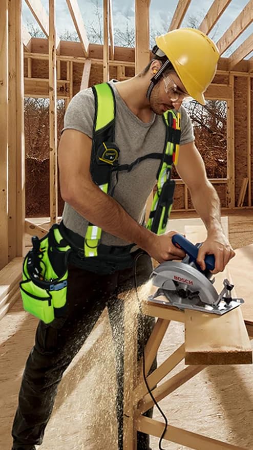 MELOTOUGH Tool Belt Suspenders Construction Bag Suspenders Padded Work Belt Hi Vis Suspenders for Carpenter/Electrician