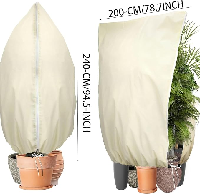 1-Piece Set,Winter Plant Covers Freeze Protection, 200 * 240inch,Frost Covers for Outdoor Plants, with Zipper and drawstringSuitable for Plants, Fruit Trees, shrubs, and Potted Plants