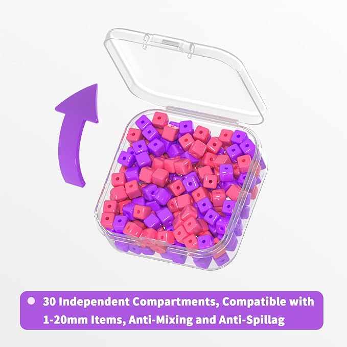 Bead Organizer Box, 31 Pcs Clear Plastic Storage Containers with Hinged Lids Mini Boxes for Jewelry Making, Crafts, DIY, Seed, Small Parts