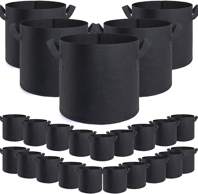 GROWTNT 3 Gallon Grow Bags 24 Pack,3 Gallon Fabric Pots,Garden Bags to Grow Vegetables,Planter Bags for Vegetables,Garden Pots with Two Handles.