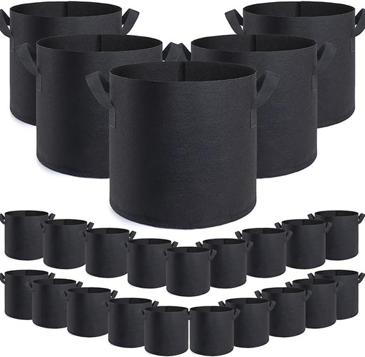 GROWTNT 7 Gallon Grow Bags 24 Pack,7 Gallon Fabric Pots,Garden Bags to Grow Vegetables,Planter Bag for Vegetables,Garden Pots with Two Handles.
