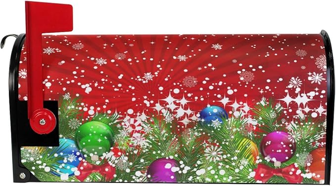 WOOR Christmas Tree Decoration and Snowflakes Magnetic Mailbox Cover Oversized for Garden Yard Outdoor Decorations-25.5" x20.8