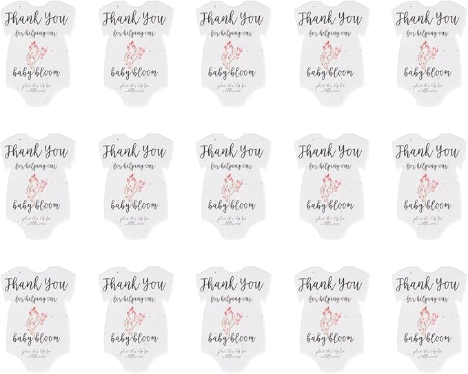 Onesie Seed Paper – 15Pcs Pink Baby Shower Favors for Guests with Wildflower Seeds, Writable & Plantable, Baby Shower Gifts for Guest
