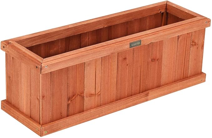 Giantex Raised Garden Bed Flower or Vegetable Planter Window Mounted Plant Box for Garden, Yard Wood Box for Planting (28" LX9 WX10 H)