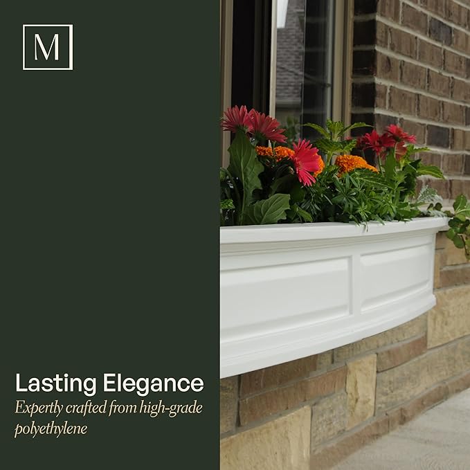 Mayne Nantucket 4-Foot Window Box – Self-Watering, Weather-Resistant Planter for Flowers – Durable Design for Outdoor Use, Perfect for Windows, Railings, or Fences