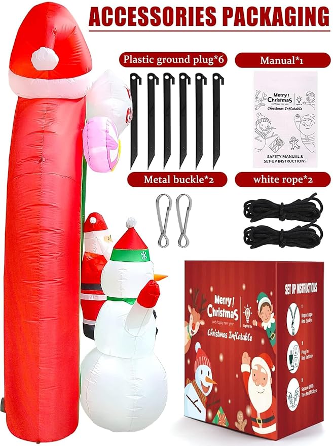 EBANKU 10 FT Christmas Inflatable Santa Claus Snowman Rainbow Archway Decorations with Build-in LEDs, Holiday Inflatables Decorations for Party Indoor, Outdoor, Lawn, Garden Decor