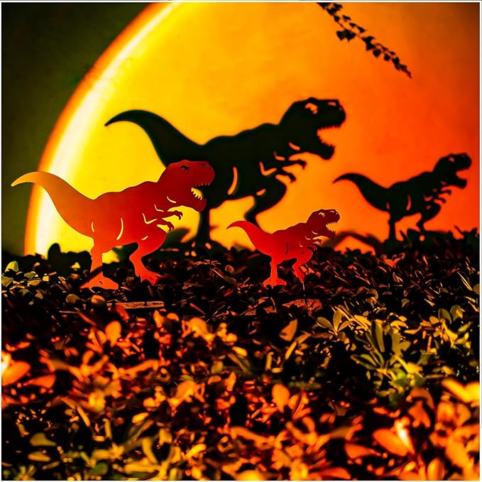 Dinosaur Metal Garden Stakes Decorative Dinosaur Gifts for Adults/Men/Women,Black Silhouette Statues for Yard Art,Outdoor Decor,Outside,Patio,Lawn Ornaments,Garden Decorations