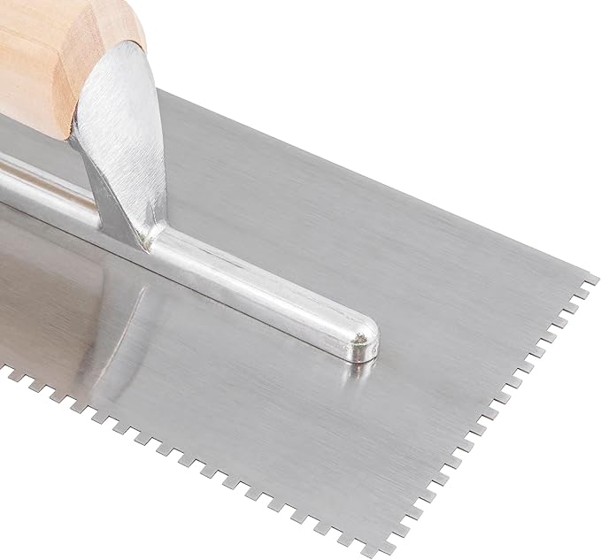 ROBERTS 1/8" x 1/8" x 1/8" Square-Notch Pro Wood Flooring Trowel with Wood Handle