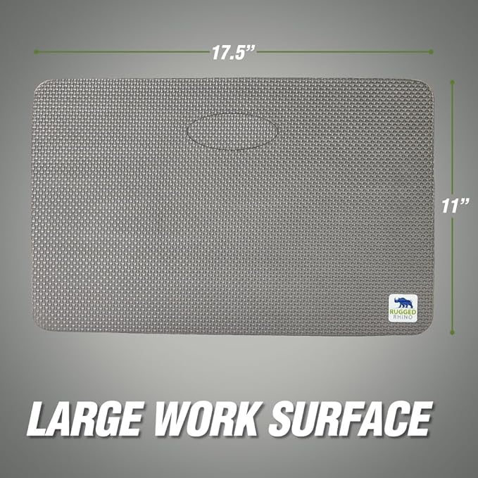 Rugged Rhino Heavy Duty Patent Pending Kneeling Pad, 2 PK, Shock Absorbent Thick Knee Pads, Holds Up to 300 lbs, Protect Knees from Hard Concrete Surfaces, for Mechanics, Gardening, Gym, Slate Gray