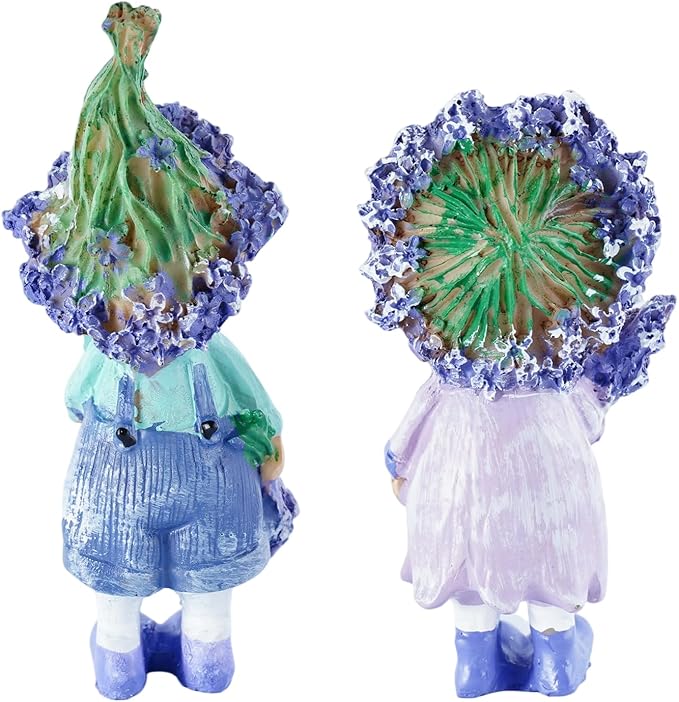 2 - Piece Set of Lavender Garden Decorative Character Statues, Ideal for Outdoor Patio, Lawn, Garden & Indoor Home Decor, for Parents, Friends and Housewarming