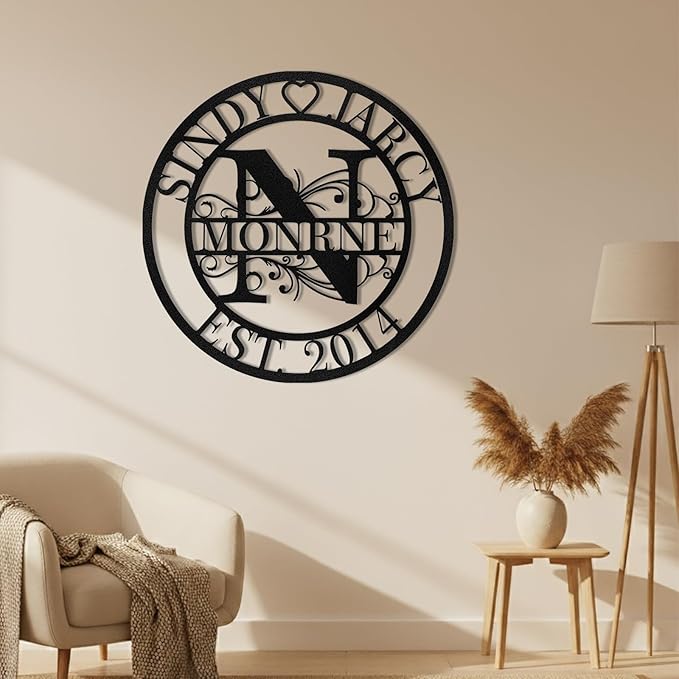 Personalized Family Name Sign, Split Letter Monogram Wall Decor, Custom Last Name Sign for Home, Metal Wall Art, Outdoor Wall Art, Home Decor, Customized Wedding Housewarming Gifts