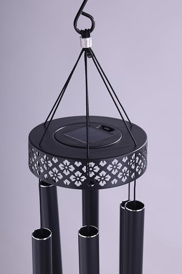 42" Deep Tone Wind Chimes for Outside Clearance, Solar Large Metal Windchimes for Loss of Loved One, Memorial Heavy Duty Chimes Outdoor for Garden,Sympathy Gifts,Black