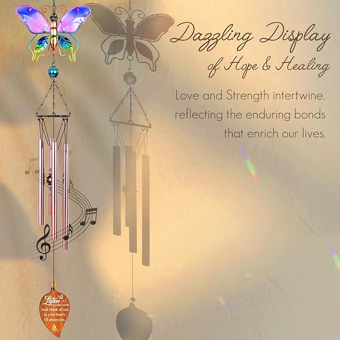 Butterfly Memorial Wind Chimes,Sympathy Gifts for Loss of Loved One,Sympathy Wind Chimes for Loss of Mother Father Husband Son Daughter,Bereavement Gift Ideas