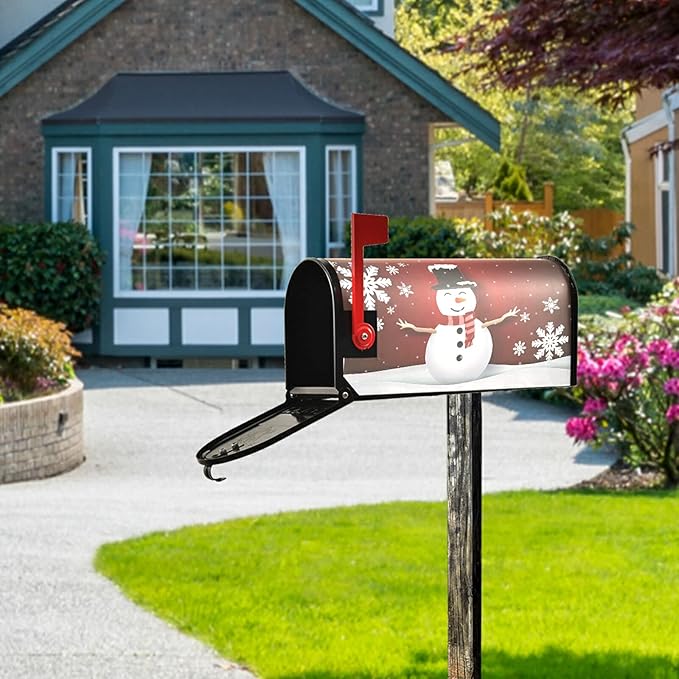 SUABO Mailbox Cover Snowman Oversize Magnetic Mailbox Covers Wraps for Christmas Home Yard Garden Decor