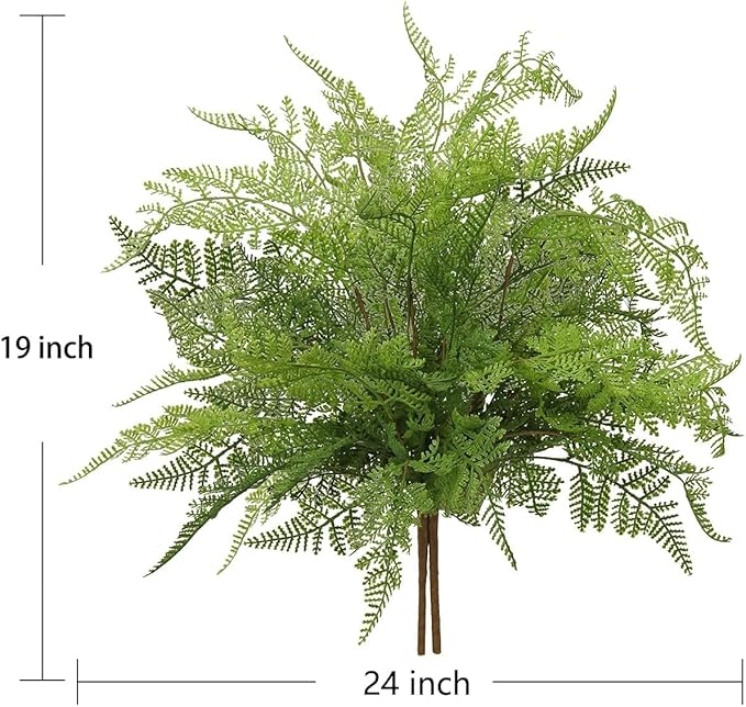 Artificial Boston Fern Plants 19" Fake Greenery Shrubs 2 Pcs Faux Plant Bushes UV-Resistant for Indoor Outdoor Wedding DIY Bouquets Floral Arrangement Table Centerpieces