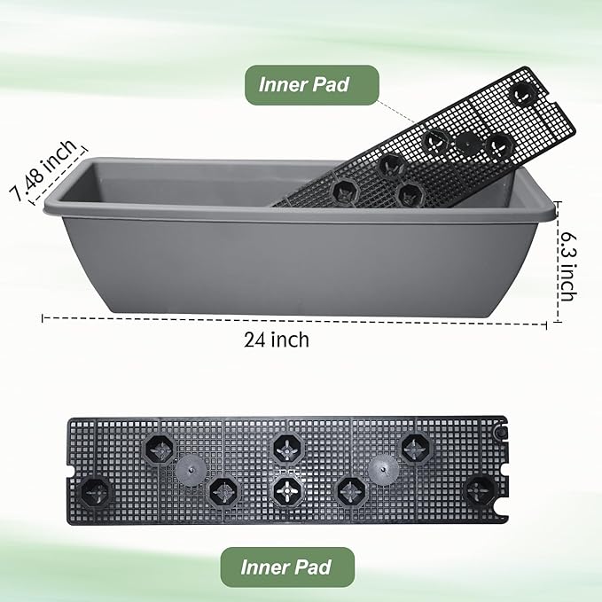 12 Pcs 24 inch Window Box Planter, Large Rectangular Flower Planter Boxes with Shelf Insert Plastic for Indoor and Outdoor Garden, Balcony Home Decor (12, 24 inch)