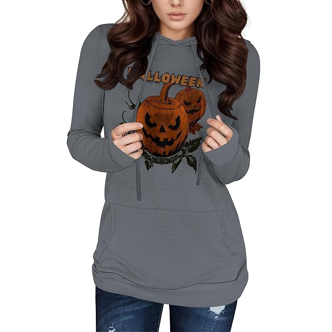 Halloween Womens Pullover Sweatshirts Trendy Drawstring Fall Sweatshirt Halloween Best Gift For Wife And Daughter