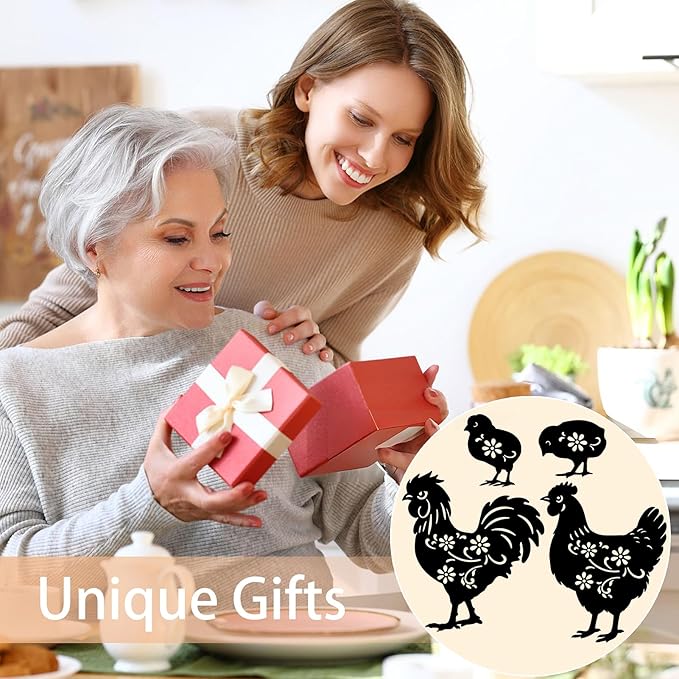 Chicken Metal Decor for Outside,Garden Stakes Decorative Chicken Gifts for Women/Men,Black Chicken Silhouette Statues for Yard Ornaments,Lawn, Patio, Pathway,Outdoor Garden Decor
