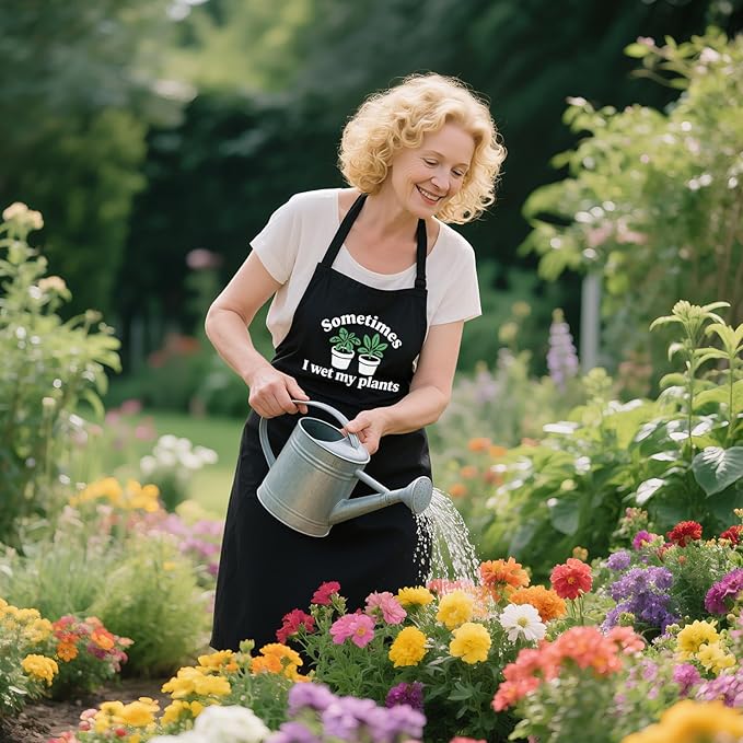 Gardening Apron for Women with Pockets, Adjustable Funny Garden Apron Gifts for Gardener Mom Wife Plant Lover