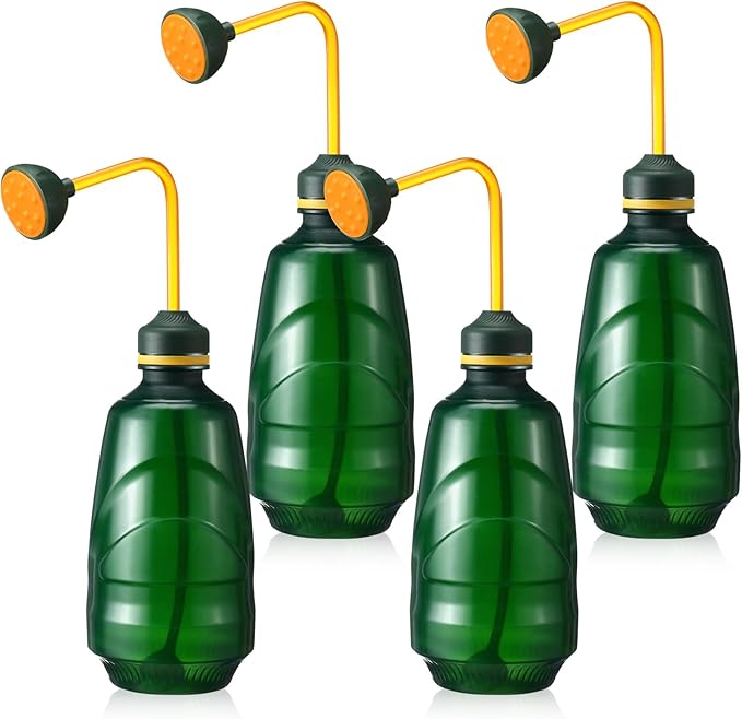 4 Pcs Small Watering Can for Seedlings Indoor Plant Flower Watering Pot 0.45L Succulent Squeeze Sprinkling Bottle for House Bonsai Spray(Green)
