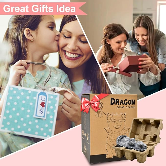 Qeeman Garden Decor Statues: Mothers Day Birthday Gifts for Mom Grandma Women Sister Wife Lady Lover - Front Patio Balcony Yard Art Lawn Ornaments Porch Outdoor Outside Decorations (Dragon)