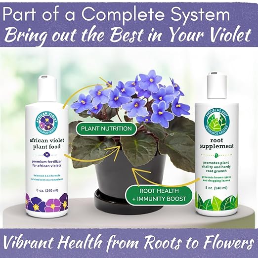 African Violet Fertilizer | Premium Liquid Plant Food for Strong Roots & Lush Blooms | Gentle, Balanced 3-3-3 Formula with Essential Micronutrients | Sea Kelp, Humic & Fulvic Acid | Made in USA | 8 oz
