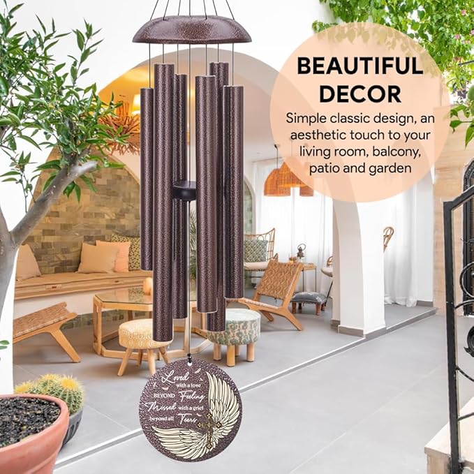 Personalized Sympathy Wind Chime, Wind Chimes for Loss of Loved Father/Mother/Lover, Commemorative Sympathy Bereavement Gifts for Condolences/Funeral, Product in USA