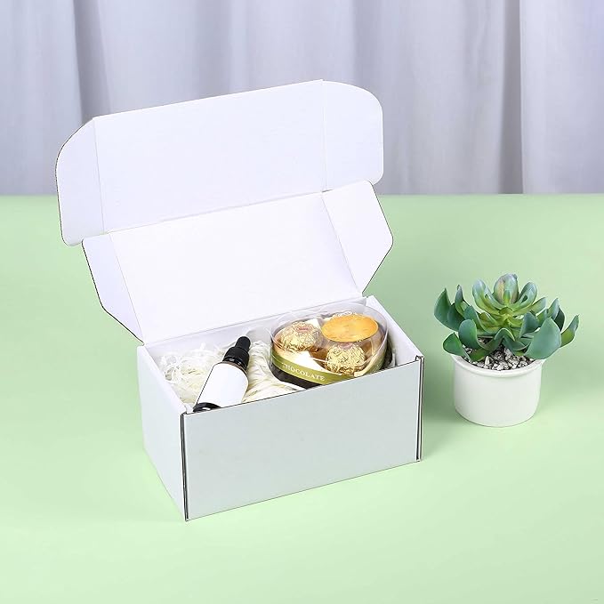 Small Shipping Boxes 8x4x4 Inch (25 Pack) - Sturdy White Corrugated Cardboard Boxes for Small Business, Ecommerce, Mailing & Packaging | Recyclable Gift & Storage Boxes