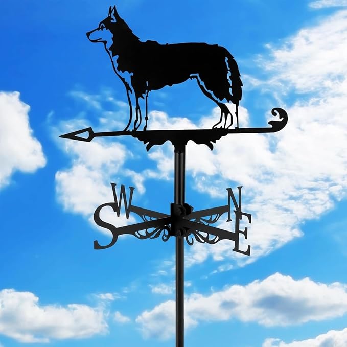 Metal Rooster Shape Weathervane, Roof Mount Weather Chicken Wind Vane Direction Indicator,Outdoor Scene Garden Chicken Weather Vane Ornament for for Shed Farmhouse Patio Decor(Dog1)