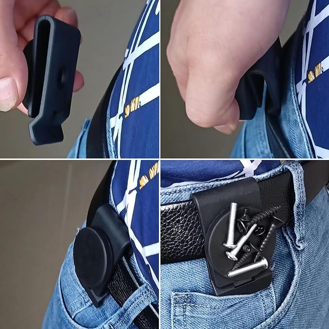 XXHong Belt Magnetic Clips Heavy Duty Magnetic Tool Holder Black Magnet Belt Organizer for Screws Nails Screwdrivers Wrench Metal Accessories 2 PCs