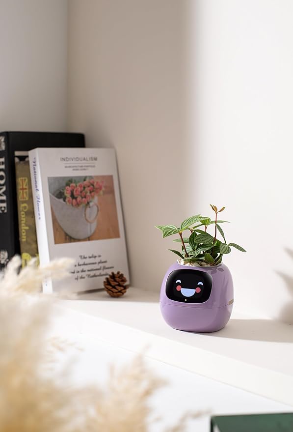 Plantagotchi AI Smart Plant Pot – Expressive Gesture-Controlled Planter with Light, Moisture & Temperature Sensors, App Care Guidance – Desk/Office Gift