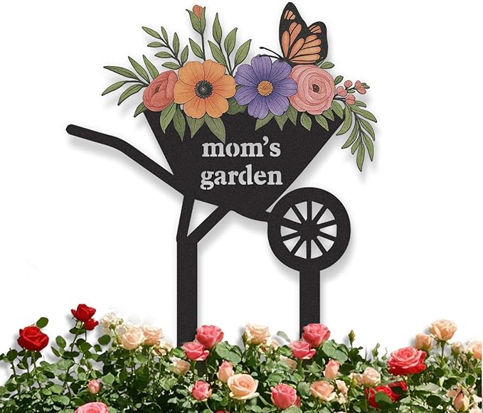 Personalized Garden Signs, Colorful Flowers Garden Decor for Outside, Decorative Yard Stakes, Metal Yard Art, Patio Decor, Custom Last Name Sign, Lawn Art, Gifts for Gardeners Color02