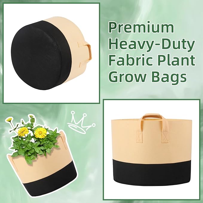 12 Pack 5 Gallon Grow Bags Colorful Fabric Plant Pots with Handles 5 Gal Garden Grow Bags Fabric Grow Pots Plant Growing Bags Vegetable Planting Bags for Garden and Outdoor (5 Gallon)
