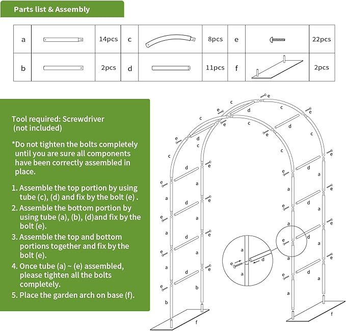 Thickened Metal Garden Arch with Base for Climbing Plants Outdoor, Garden Arbors and Arches, Wedding Arch Frame Archway, Halloween Christmas Party Decoration