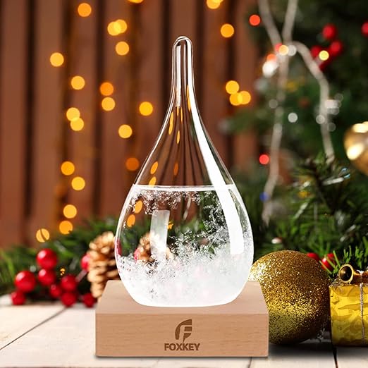 Christmas Unique Gifts Storm Glass Weather Predictor, Christmas Snow Globe Drop-Shaped Weather Forecast Bottle, Unique Fashion Home Decor Weather for Men Women