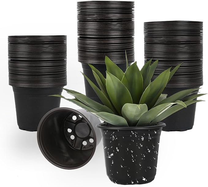 100 Packs Nursery Pots,3 Inches Plastic Nursey Pots for Plants with Drainage Holes, Seed Starting Garden Pots of Flower Plant Container for Succulents, Transplanting (100, 3 Inch)