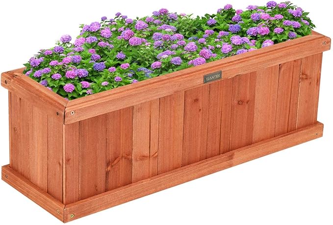 Giantex Raised Garden Bed Flower or Vegetable Planter Window Mounted Plant Box for Garden, Yard Wood Box for Planting (28" LX9 WX10 H)