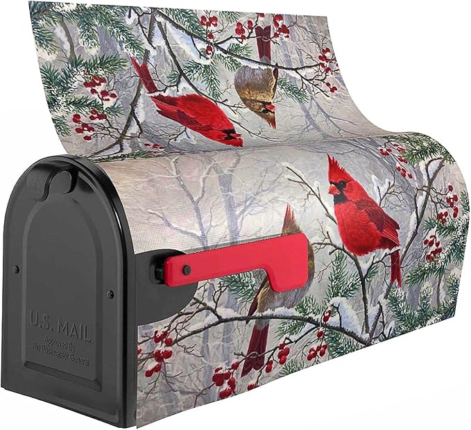 Winter Magnetic Mailbox Cover - Standard Size 18" X 21" - Holiday Garden Decorations for Outside