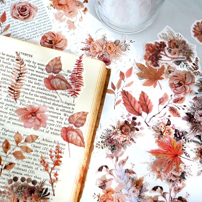 600 Pcs Natural Botanical Flower Stickers, Wildflower Stickers for Scrapbooking Junk Journal Notebook Diary Planner Letter Envelope Water Bottle Phone Case Craft Decoration (Set of 6)